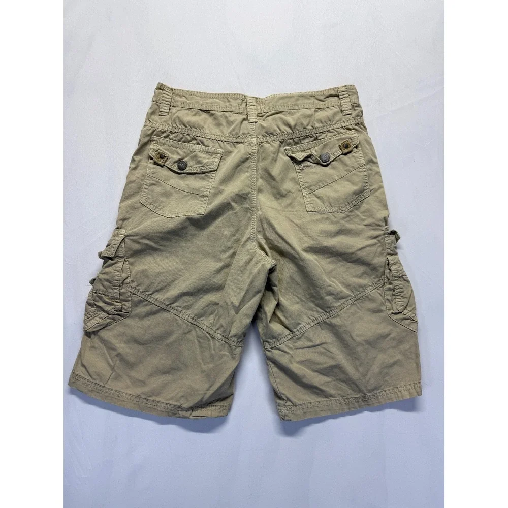 Across The Pond Signature Line Cargo Shorts Mens 32 Beige Cotton Utility Pockets